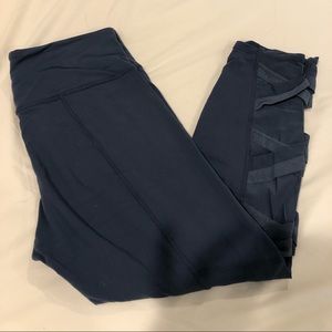 Athleta Navy Criss Cross Leggings - M